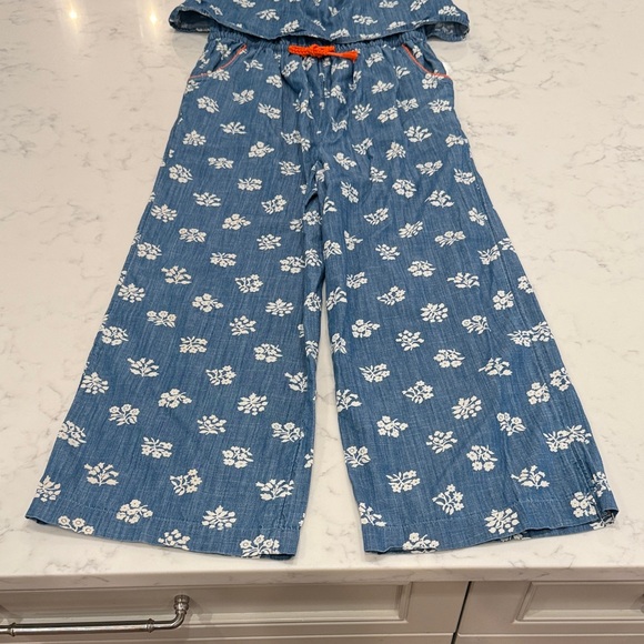 Boden kids size 13-14 Blue and White Floral Kids Long pants Romper - Picture 5 of 8